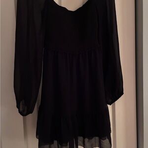 Aritzia black sheer sleeve dress